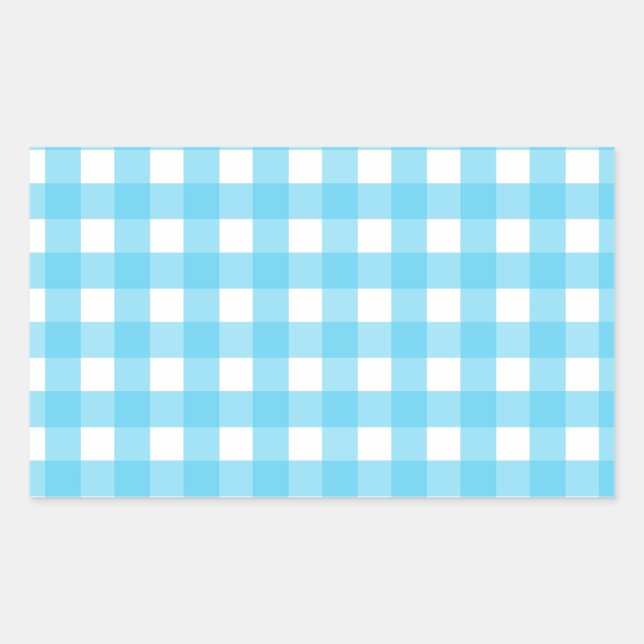 Bright cerulean blue gingham sticker (Front)