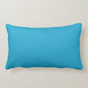 Bright cerulean blue - Solid colour teal blue Lumbar Pillow