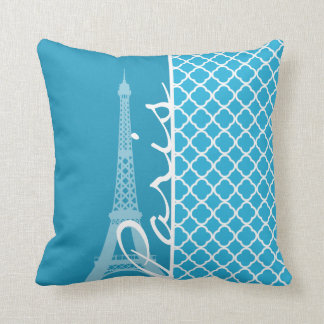 Bright Cerulean Quatrefoil Throw Pillow