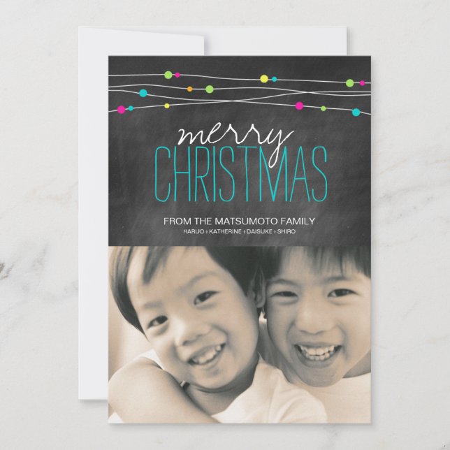 Bright Chalkboard Christmas Photo Cards (Front)