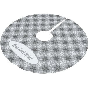 Bright Charcoal Winter White Snowflake Pattern Brushed Polyester Tree Skirt