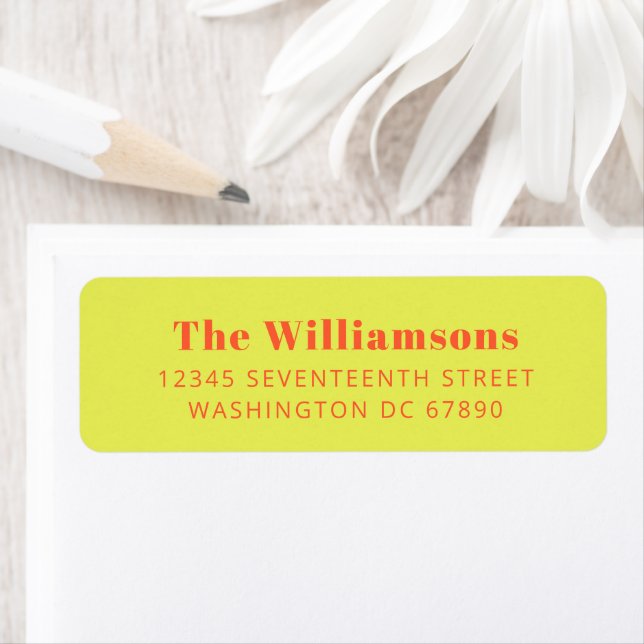 Bright Chartreuse Orange Typography Return Address (Insitu)