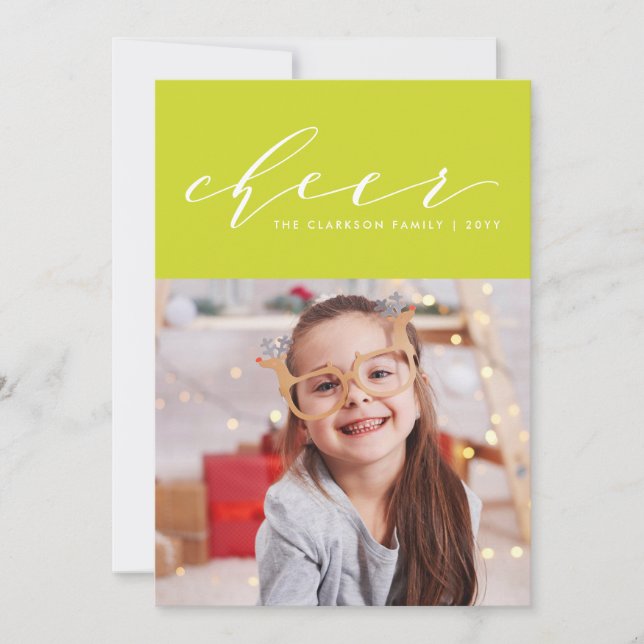 Bright cheer Christmas one photo Holiday Card (Front)