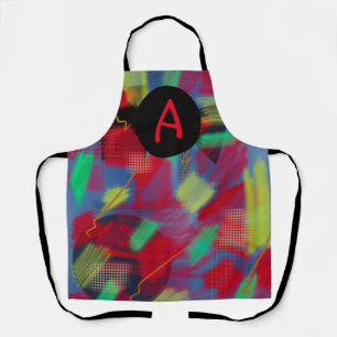 Bright & Cheerful Abstract Digital Art Monogram Apron