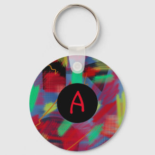 Bright & Cheerful Abstract Digital Art Monogram Keychain