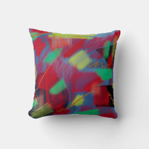 Bright & Cheerful Abstract Digital Art Throw Pillow