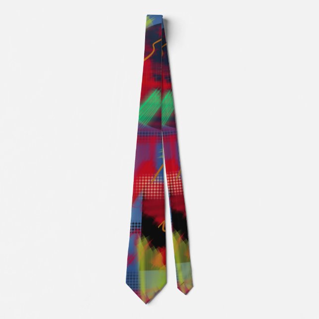 Bright & Cheerful Abstract Digital Art Tie (Front)