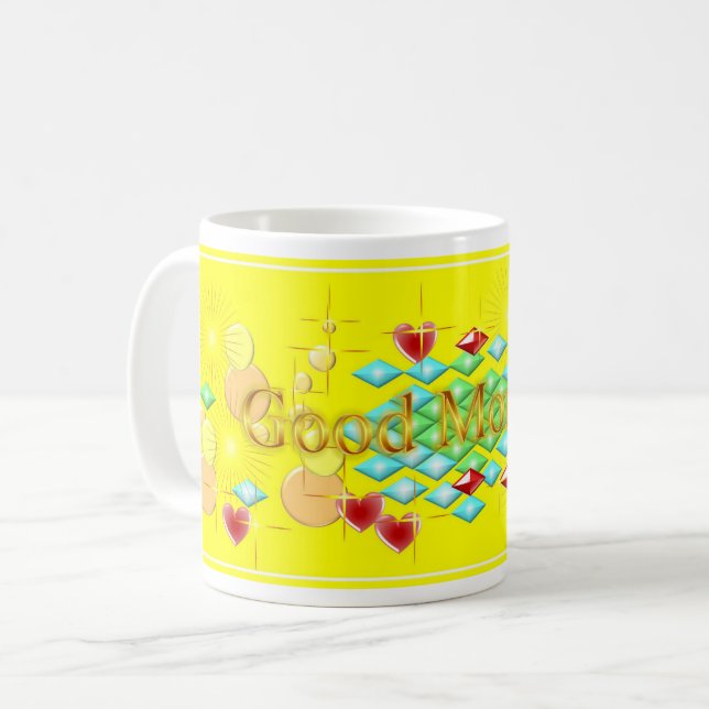 Bright, Cheerful and Happy Day Good Morning Coffee Mug (Front Left)