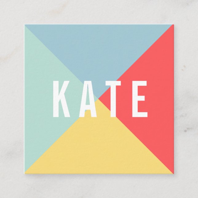 Bright Cheerful Colours Square Business Card (Front)