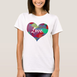 Bright & Cheerful Love Text Heart Shape T-Shirt
