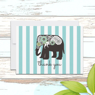 Bright Cheerful Paisley Elephant Thank You Card