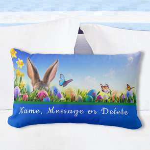 Bright Cheerful Personalized Easter Lumbar Pillow