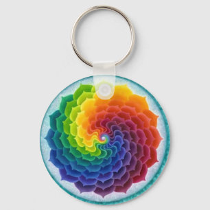 Bright, Cheery Rainbow Flower Keychain