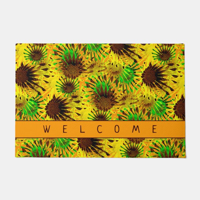 Bright & Cheery Sunflowers with Welcome Doormat (Front)