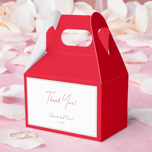 Bright Cherry Red Bold Elegant Modern Wedding Favor Box (Wedding)