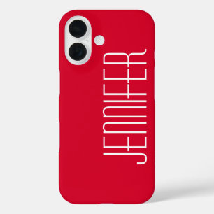 Bright Cherry Red, Personalized Jumbo Custom Name iPhone 16 Case