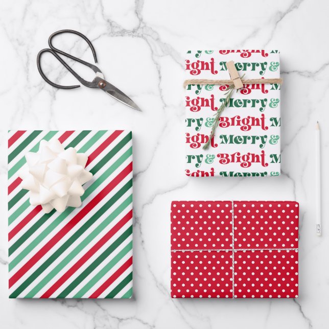 Bright Christmas Gift Wrap Modern Holiday Wrapping (Front)