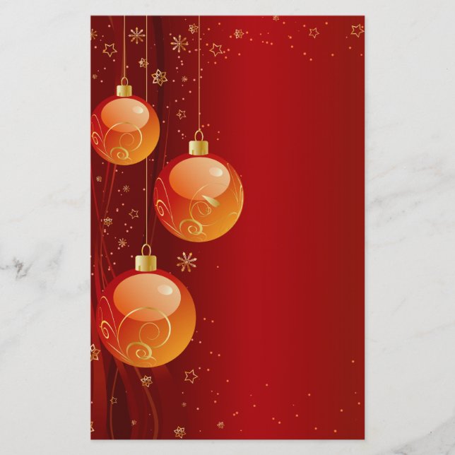 Bright Christmas ornaments Stationery (Front)