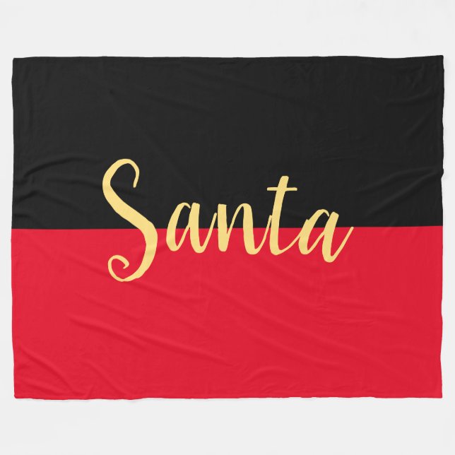 Bright Christmas Red Black Colour Block SANTA Text Fleece Blanket (Front (Horizontal))