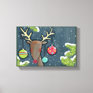 Bright Christmas Reindeer Canvas Print