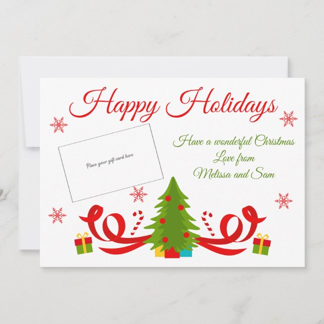 Bright Christmas Tree Holiday Gift Card Holder (Front)