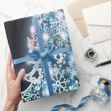 Bright Christmas Tree, White snowflakes, Blue Wave
