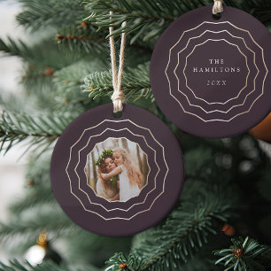 Bright Circle Holiday Photo Ceramic Ornament