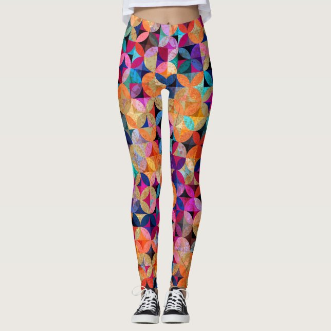 Bright Circles Abstract Vintage Background Leggings (Front)