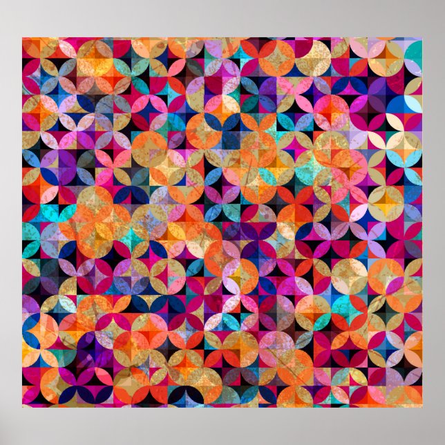 Bright Circles Abstract Vintage Background Poster (Front)