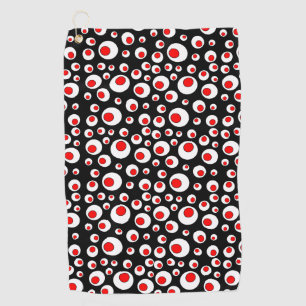 Bright Circular pattern Red inside White Circles Golf Towel