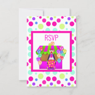 BRIGHT CIRCUS BIRTHDAY PARTY RSVP CARD