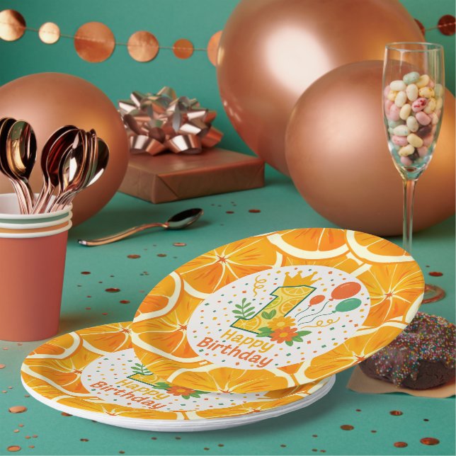 Bright Citrus First Birthday Paper Plates (Multi)