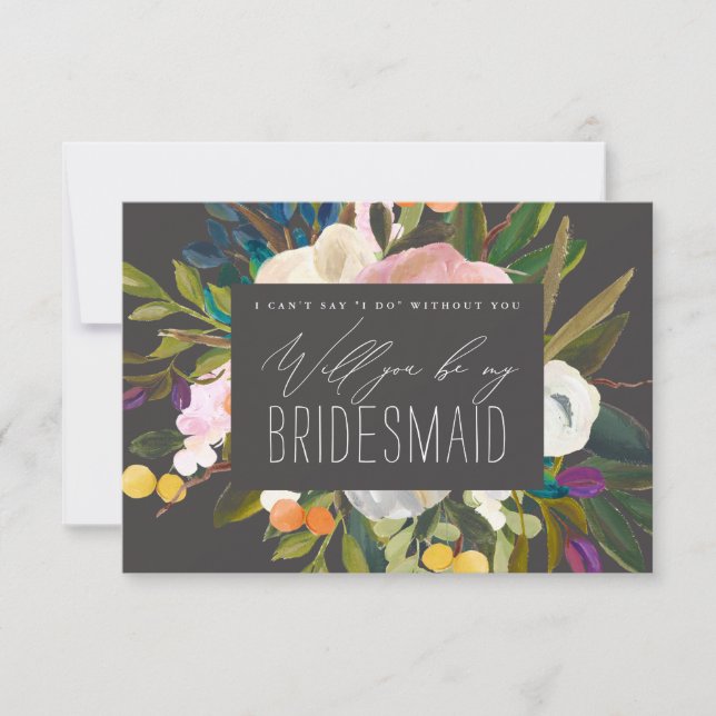 Bright Citrus Flowers Will you be my bridesmaid Invitation (Front)