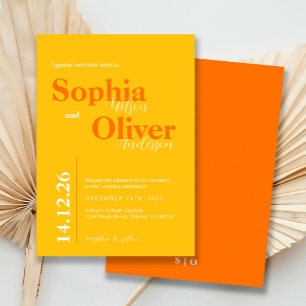 Bright Citrus Pop Bold Minimalist Wedding Invitation