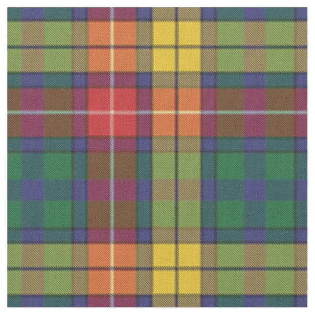 Bright Clan Buchanan Plaid Tartan Pattern Fabric (Close Up)