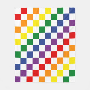 Bright Classic Pride Rainbow Chequered Pattern Fleece Blanket