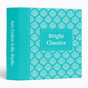 Bright Classics Turquoise Victorian Pattern Custom Binder