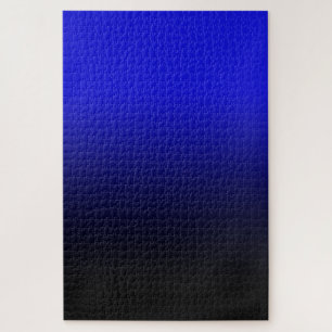 Bright Cobalt Blue and Black Ombre Jigsaw Puzzle