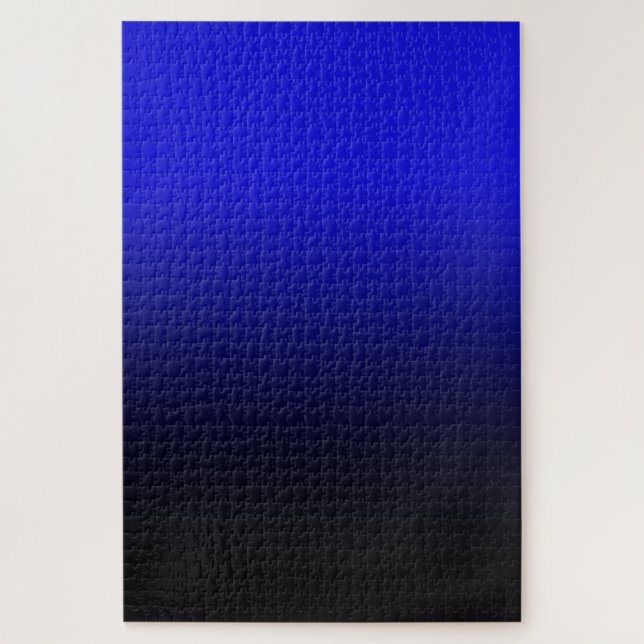Bright Cobalt Blue and Black Ombre Jigsaw Puzzle (Vertical)