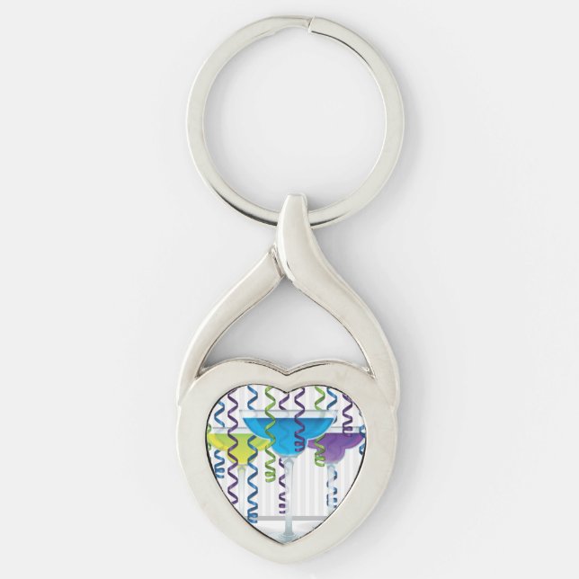 bright cocktail and ribbon keychain (Front)