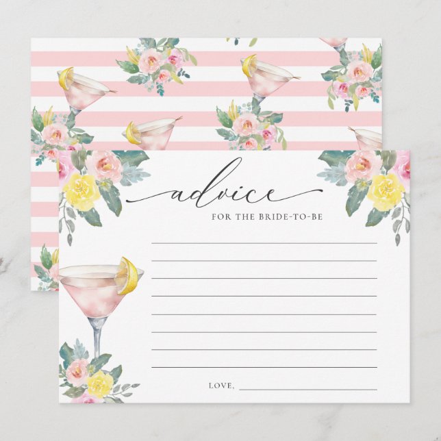Bright Cocktail Recipe for The Bride To Be Enclosure Card (Front/Back)