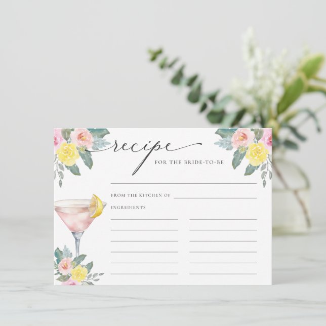 Bright Cocktail Recipe for The Bride To Be Enclosure Card (Standing Front)