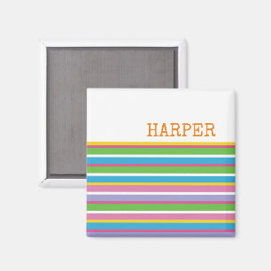 Bright Color Stripes NAME Modern Summer Fun Hip Magnet