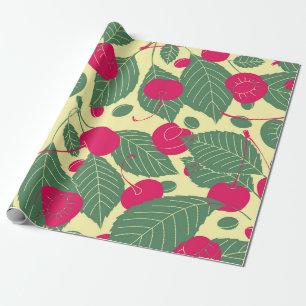 Bright color summer pattern with cherries. Illustr Wrapping Paper