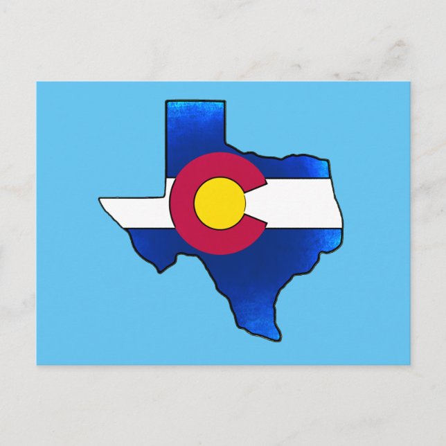 Bright Colorado flag Texas shape postcard (Front)