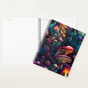 Bright Colored Mushrooms Planner