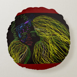 Bright Colored Puppet Round Pillow