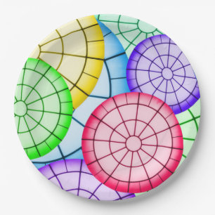 Bright Colorful Abstract Circles Pattern Paper Plate