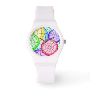 Bright Colorful Abstract Circles Pattern Watch