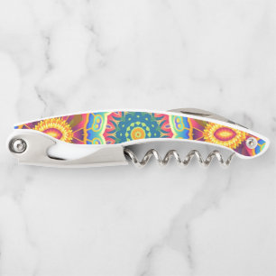 Bright Colorful Abstract Floral Mandala Corkscrew